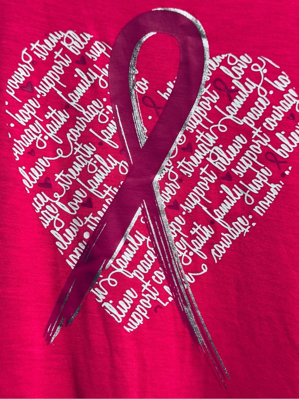 Xersion Hot Pink Short Sleeve Breast Cancer Heart Ribbon with Mesh Tee - Picture 4 of 6